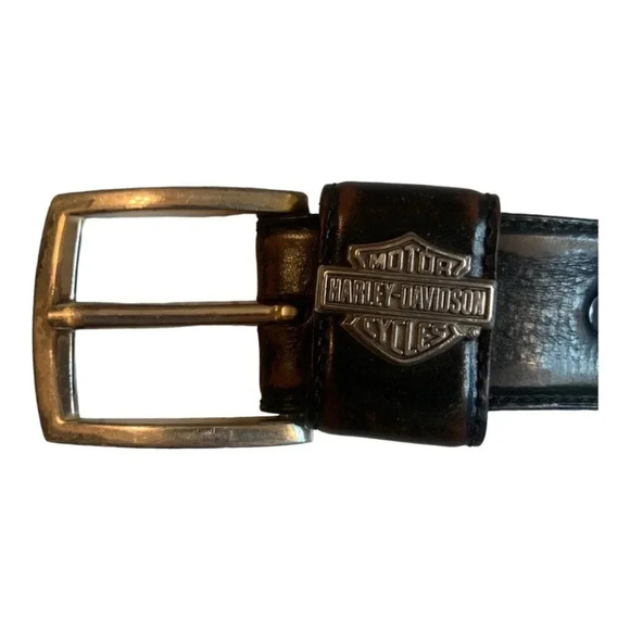 Harley Davidson Black  Leather Belt - Picture 1 of 12